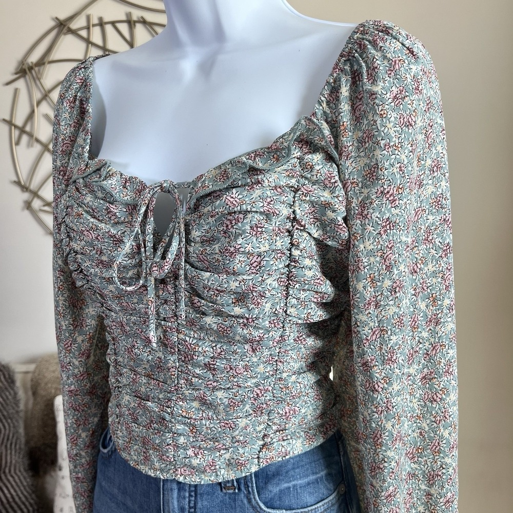 Womens Floral Top Long Sleeve Cottage Fairy Balletcore Romantic Soft Coquette